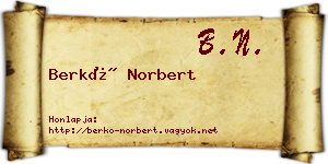 Berkó Norbert névjegykártya